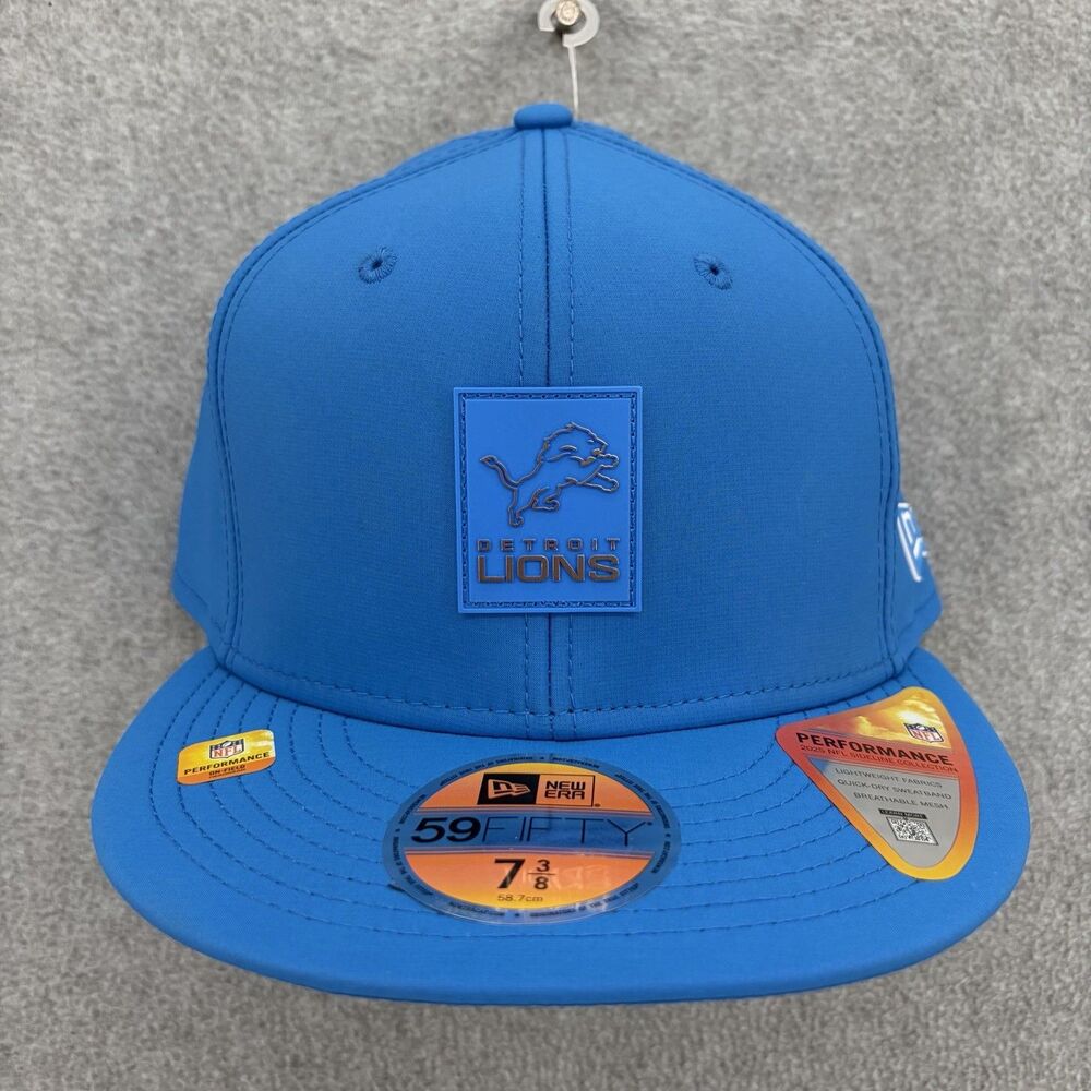 Detroit Lions Fitted Hat Mens 7 3/8 Blue NFL Football New Era NWT